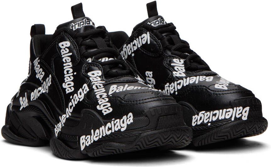 Balenciaga Black Tripe S Logotype Sneakers
