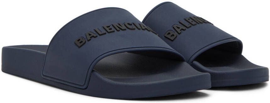 Balenciaga Navy Pool Slides