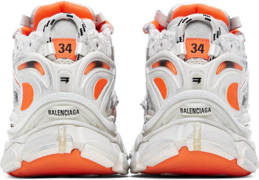 Balenciaga Orange & Off-White Runner Sneakers