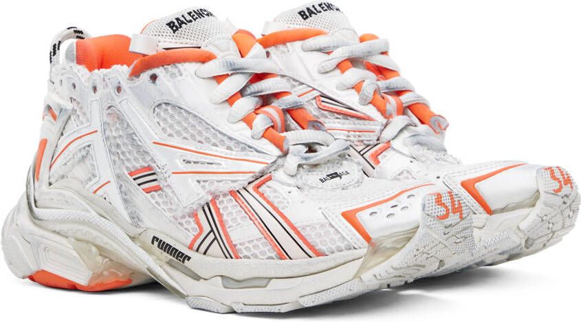 Balenciaga Orange & Off-White Runner Sneakers