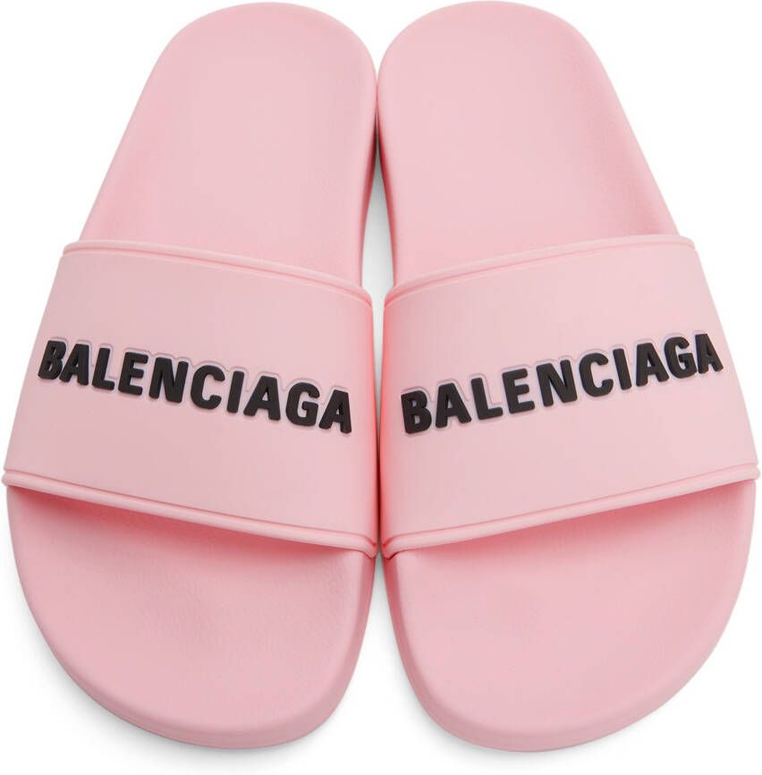 Balenciaga Pink Logo Pool Slides