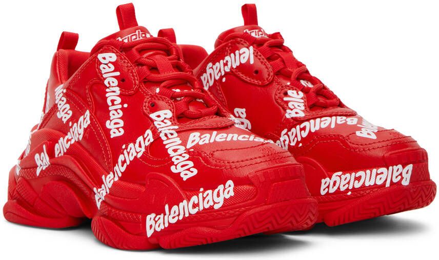 Balenciaga Red Tripe S Logotype Sneakers