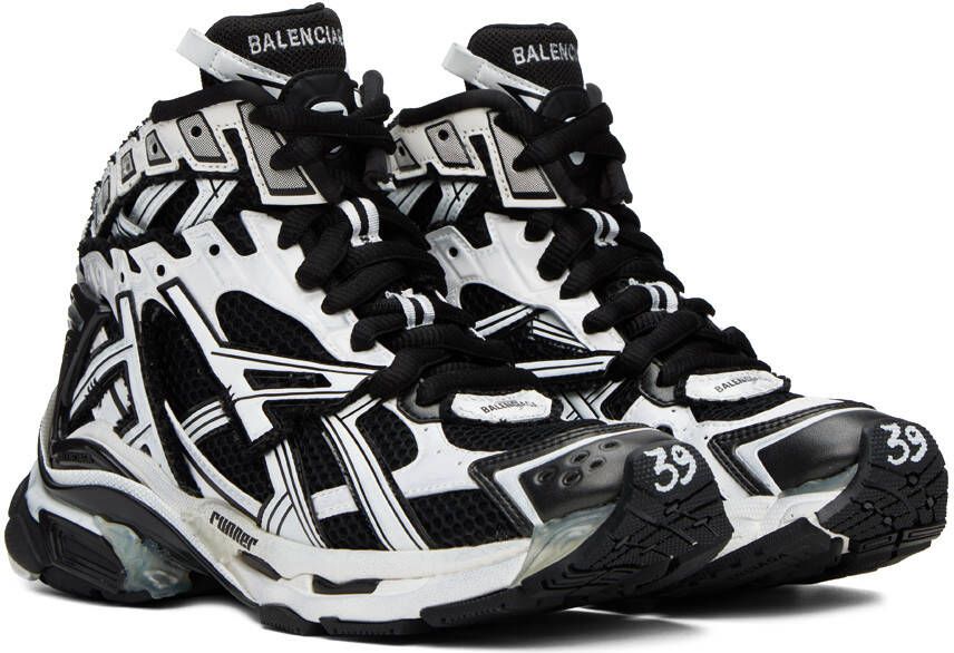 Balenciaga White & Black High Runner Sneakers