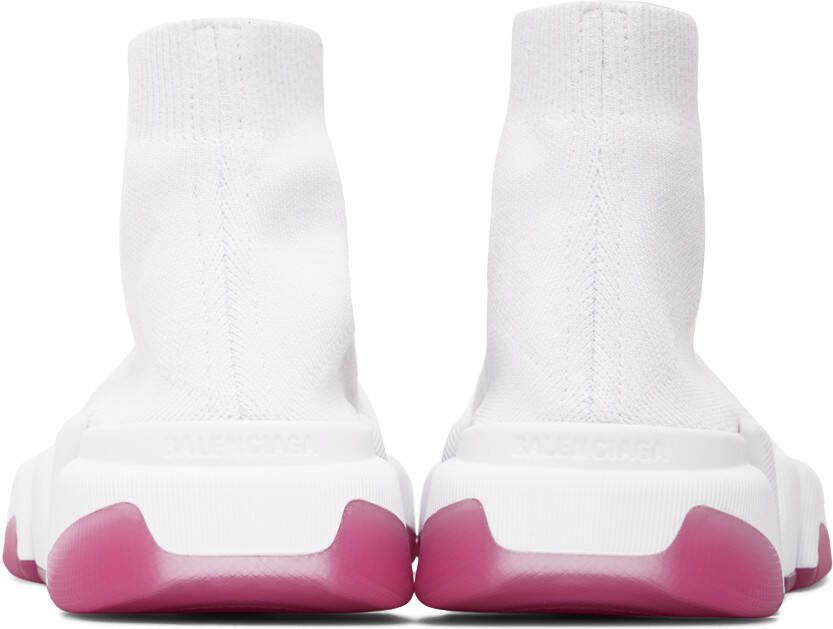 Balenciaga White & Pink Speed 2.0 Sneakers