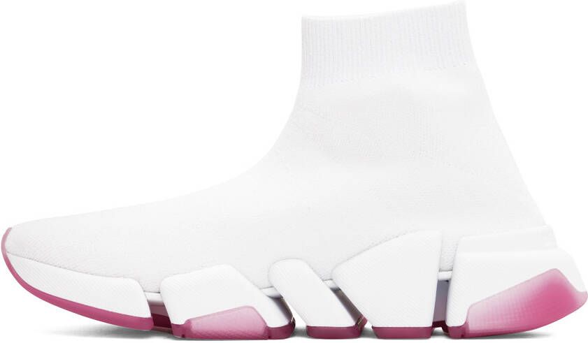Balenciaga White & Pink Speed 2.0 Sneakers