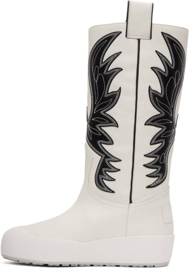 Bally White Curling Montana Combat Boots