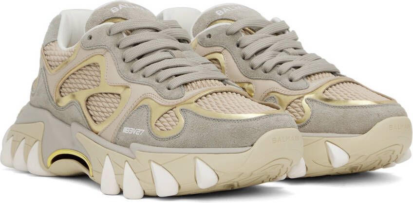 Balmain Beige & Gray B-East Sneakers