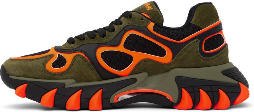 Balmain Khaki & Orange B-East Sneakers