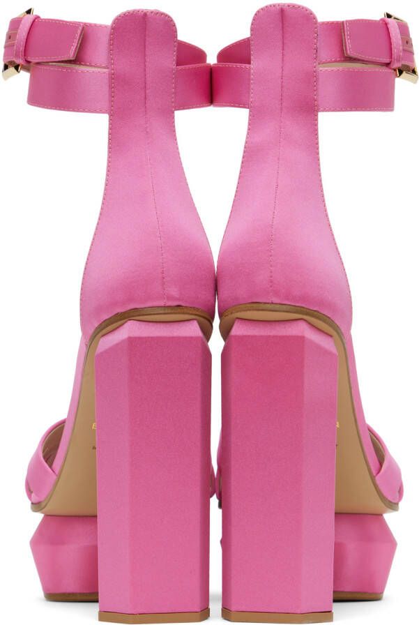 Balmain Ava satin 140mm platform sandals Pink - Picture 4