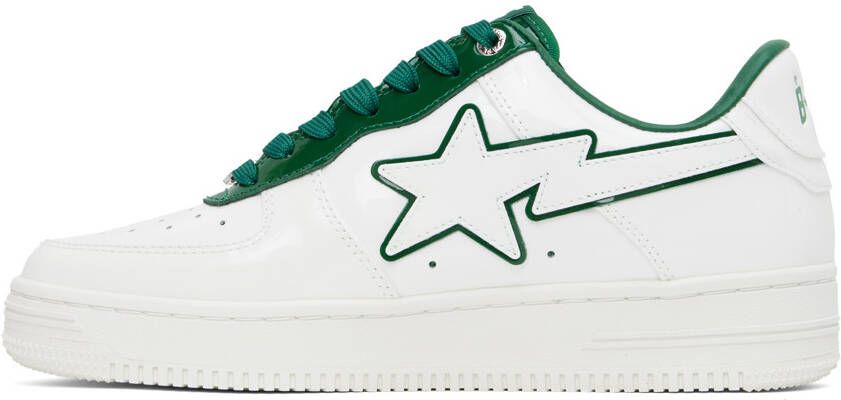 BAPE White & Green Patent Leather Sneakers