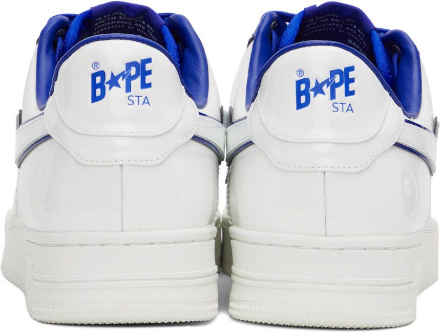 BAPE White & Navy Patent Leather Sneakers