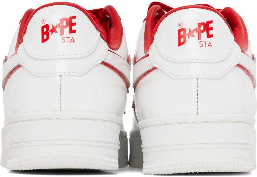 BAPE White & Red Patent Leather Sneakers