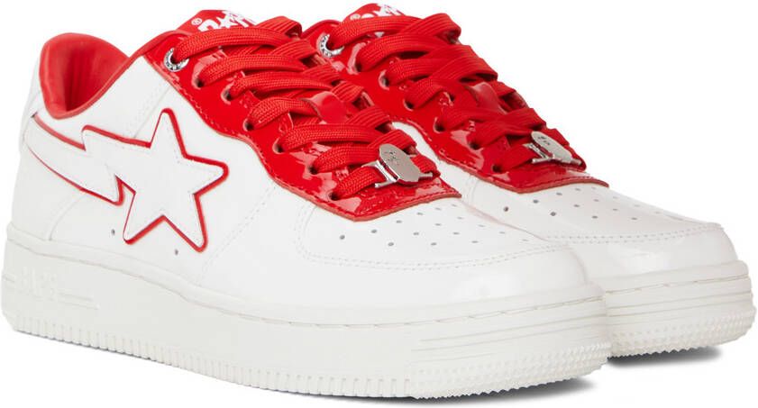 BAPE White & Red Patent Leather Sneakers