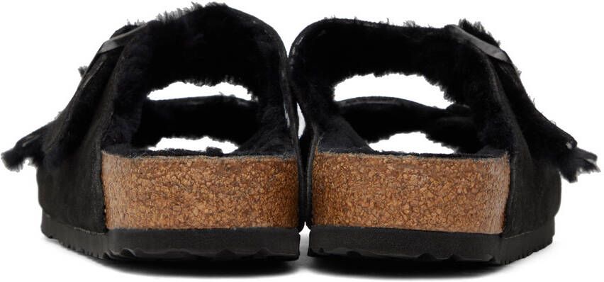 Birkenstock Black Regular Shearling Arizona Sandals