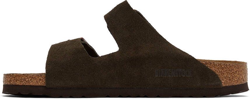 Birkenstock Brown Narrow Suede Soft Footbed Arizona Sandals
