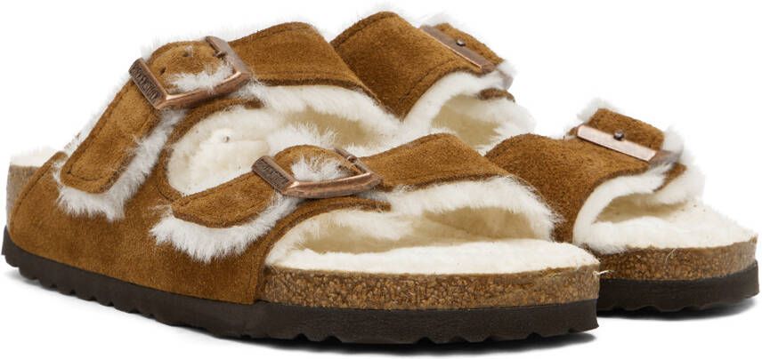 Birkenstock Tan Narrow Shearling Arizona Sandals