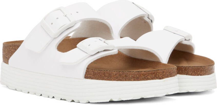 Birkenstock White Papillio Arizona Platform Sandals