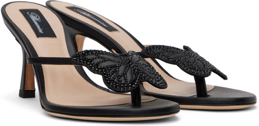 Blumarine Black Butterfly Thong Sandals