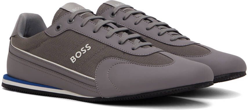 BOSS Gray Paneled Sneakers