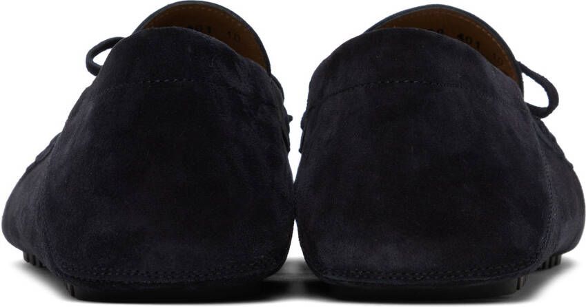 BOSS Navy Knotted Trim Moccasins