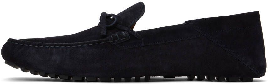 BOSS Navy Knotted Trim Moccasins