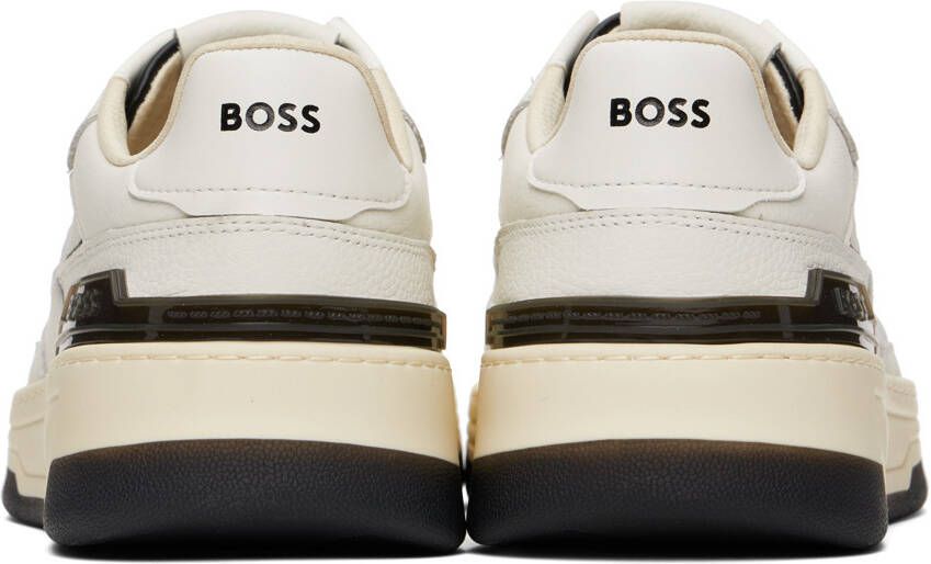 BOSS White & Black Leather Sneakers