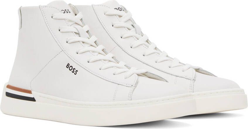 BOSS White Logo High-Top Sneakers