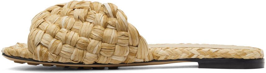 Bottega Veneta Beige Raffia Stretch Flat Sandals