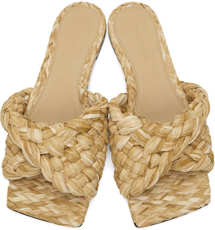 Bottega Veneta Beige Raffia Stretch Flat Sandals