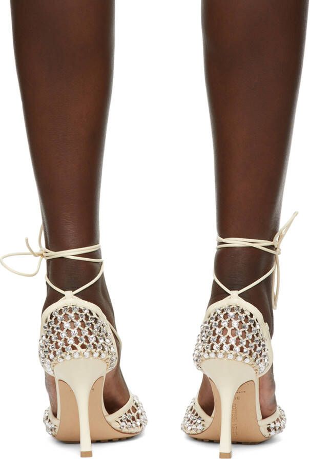 Bottega Veneta Beige Sparkle Stretch Heels