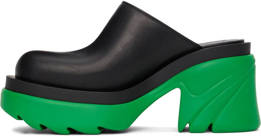 Bottega Veneta Black & Green Flash Mules