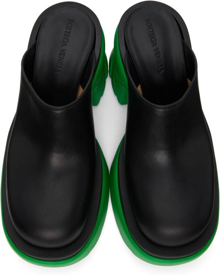 Bottega Veneta Black & Green Flash Mules