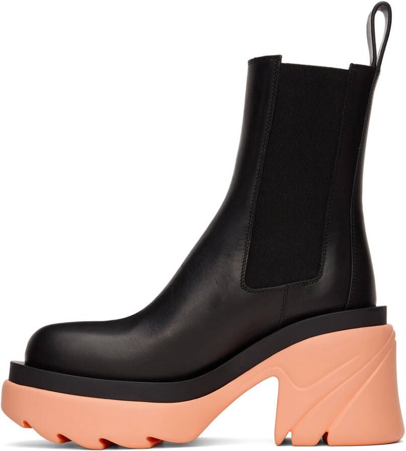 Bottega Veneta Black & Pink Flash Chelsea Boots