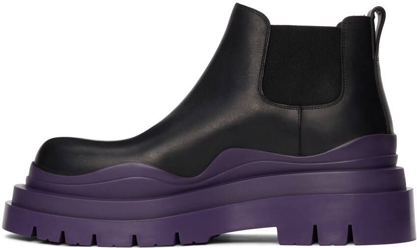 Bottega Veneta Black & Purple Low 'The Tire' Chelsea Boots