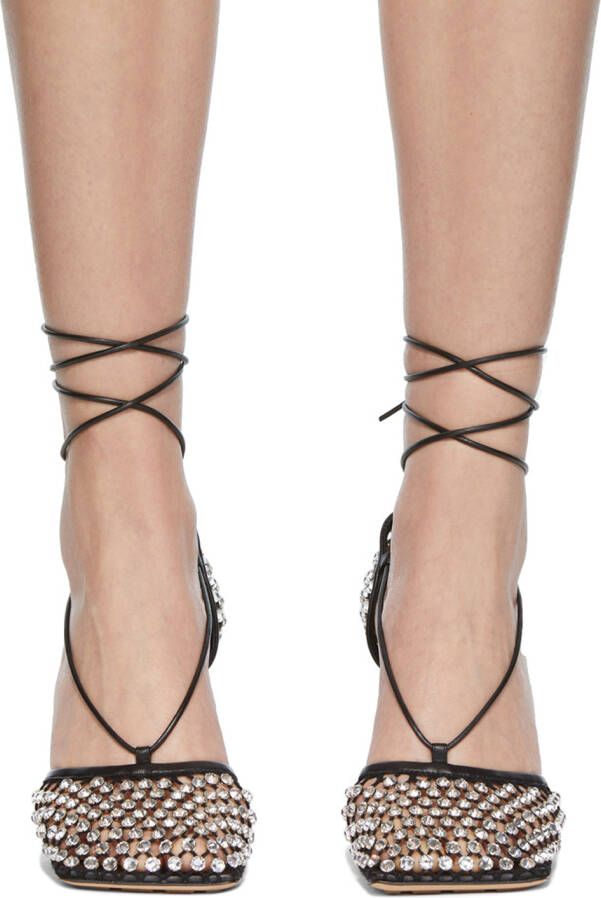 Bottega Veneta Black Crystal Stretch Heels