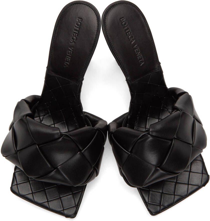 Bottega Veneta Black Intrecciato Lido Heeled Sandals
