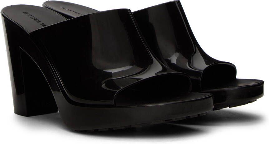 Bottega Veneta Black Rubber Heeled Sandals