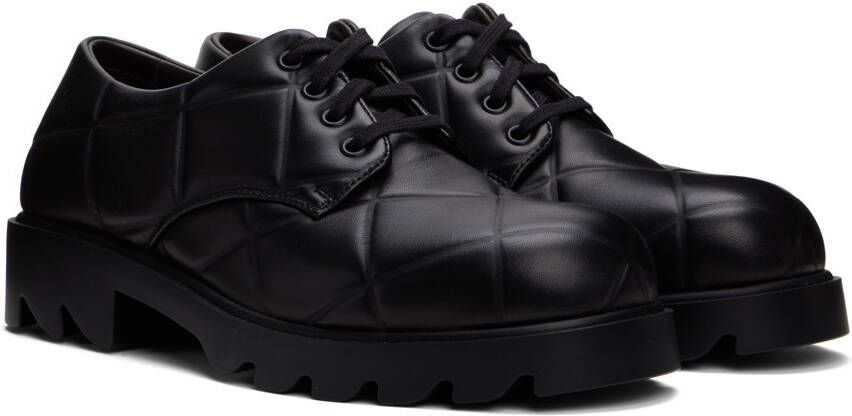 Bottega Veneta Black Strut Grid Derbys