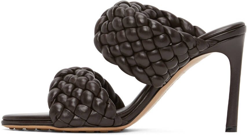 Bottega Veneta Brown Intrecciato Curve Heeled Sandals