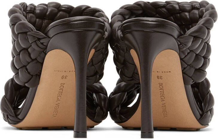 Bottega Veneta Brown Intrecciato Curve Heeled Sandals