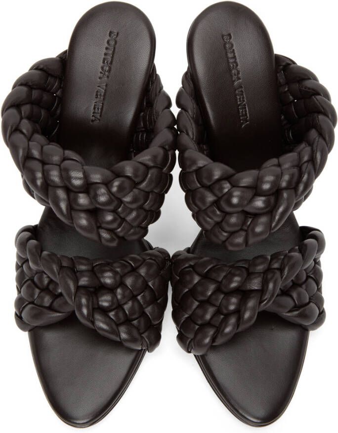 Bottega Veneta Brown Intrecciato Curve Heeled Sandals