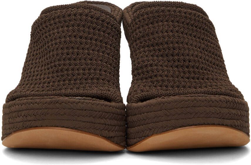 Bottega Veneta Brown Knit Wedge Sandals