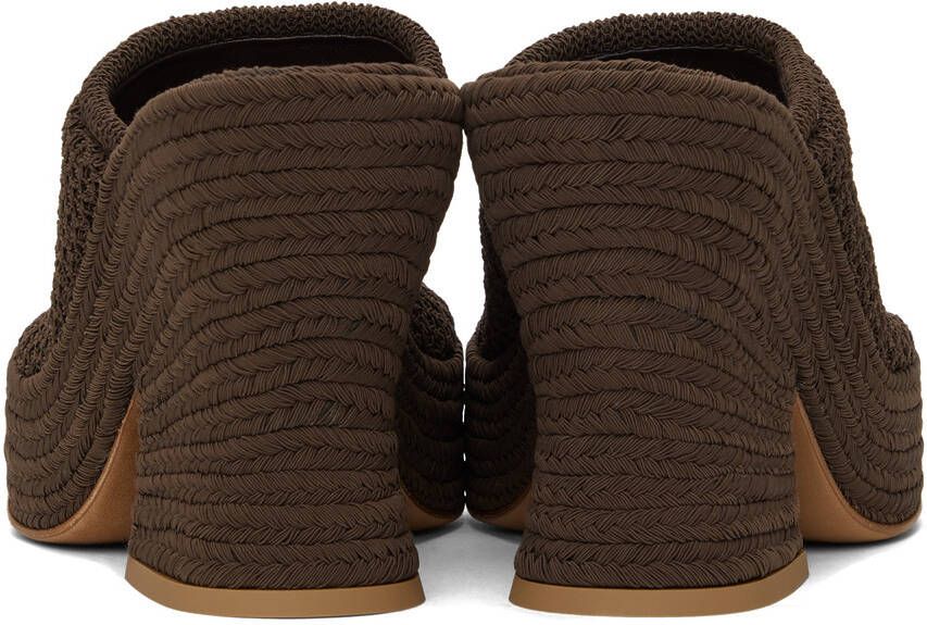 Bottega Veneta Brown Knit Wedge Sandals