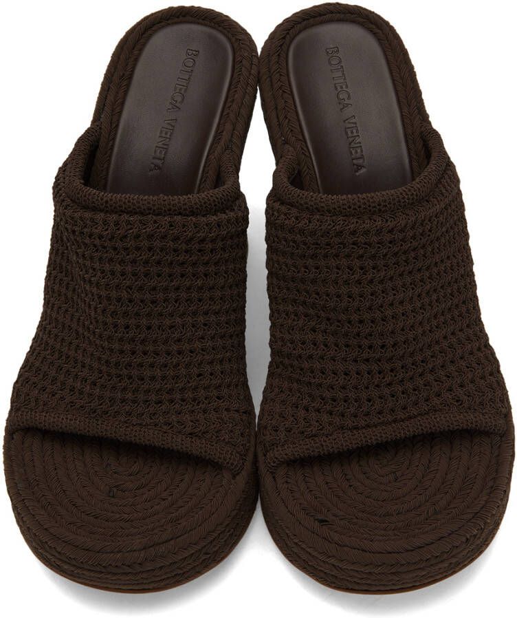 Bottega Veneta Brown Knit Wedge Sandals