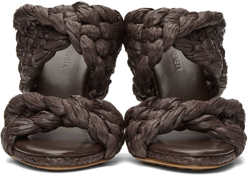 Bottega Veneta Brown Raffia 'The Curve' Heeled Sandals