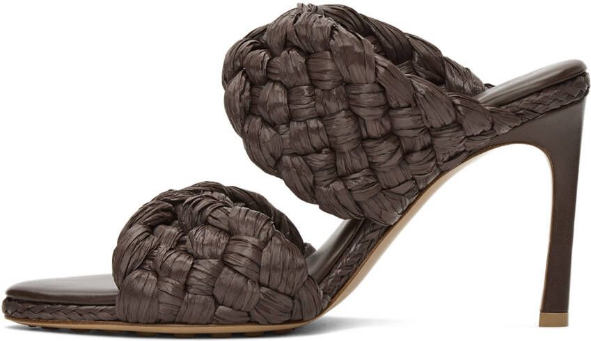 Bottega Veneta Brown Raffia 'The Curve' Heeled Sandals