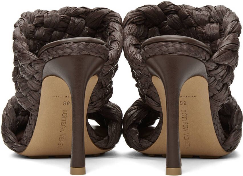 Bottega Veneta Brown Raffia 'The Curve' Heeled Sandals
