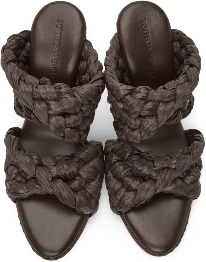 Bottega Veneta Brown Raffia 'The Curve' Heeled Sandals