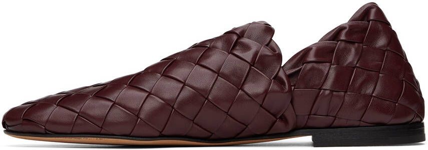 Bottega Veneta Burgundy Intrecciato Slider Loafers