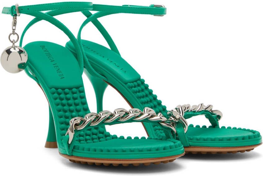 Bottega Veneta Green Dot Heeled Sandals